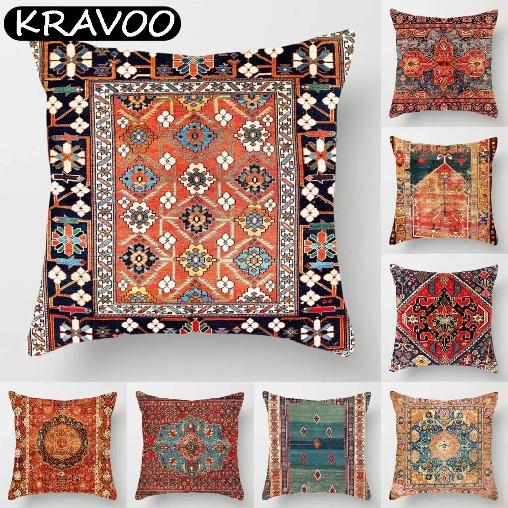 

Pillowcase Turkey Style Persian Polyester Pillow Case Painting Cushion Cover For Sofa Bedroom Home Decor 45x45cm Funda Cojin