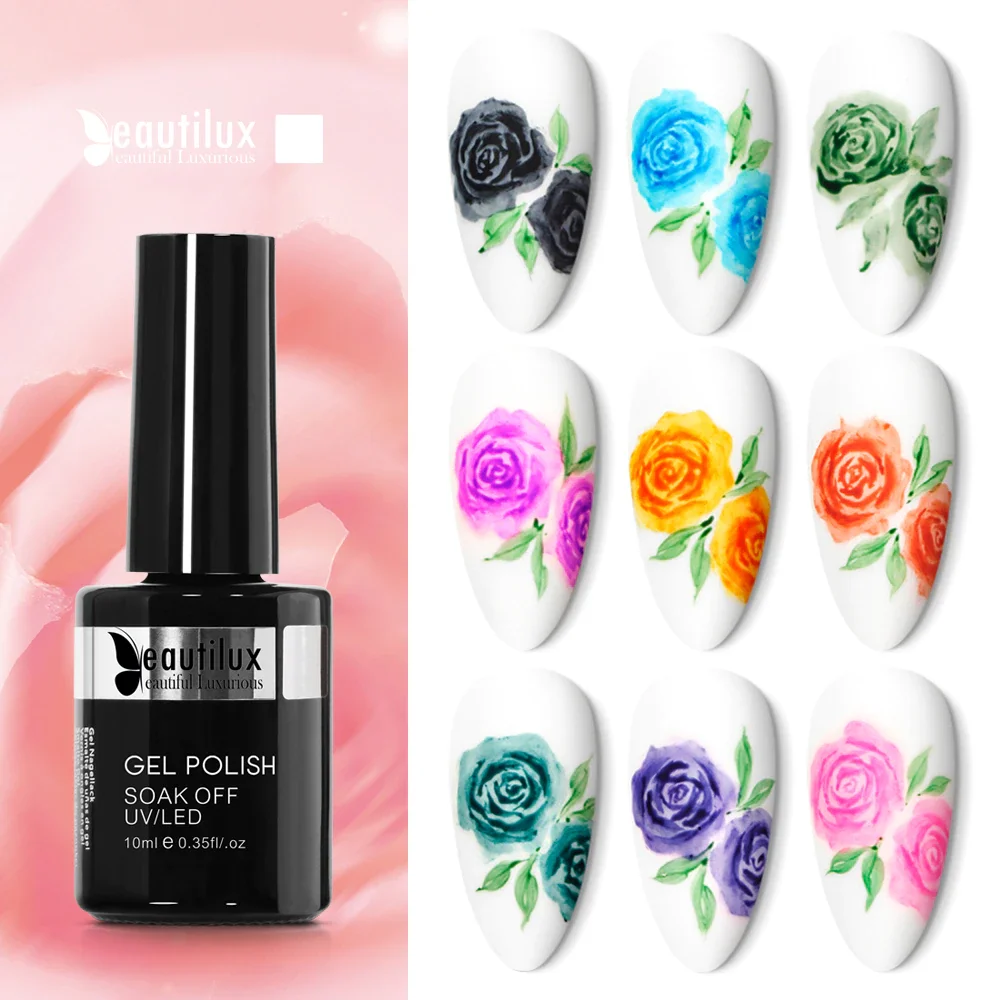 

Beautilux Watercolor Nail Gel Polish Nails Art Design Blooming Blossom Chinese Painting UV LED Semi Permanent Gels Lacquer 10ml