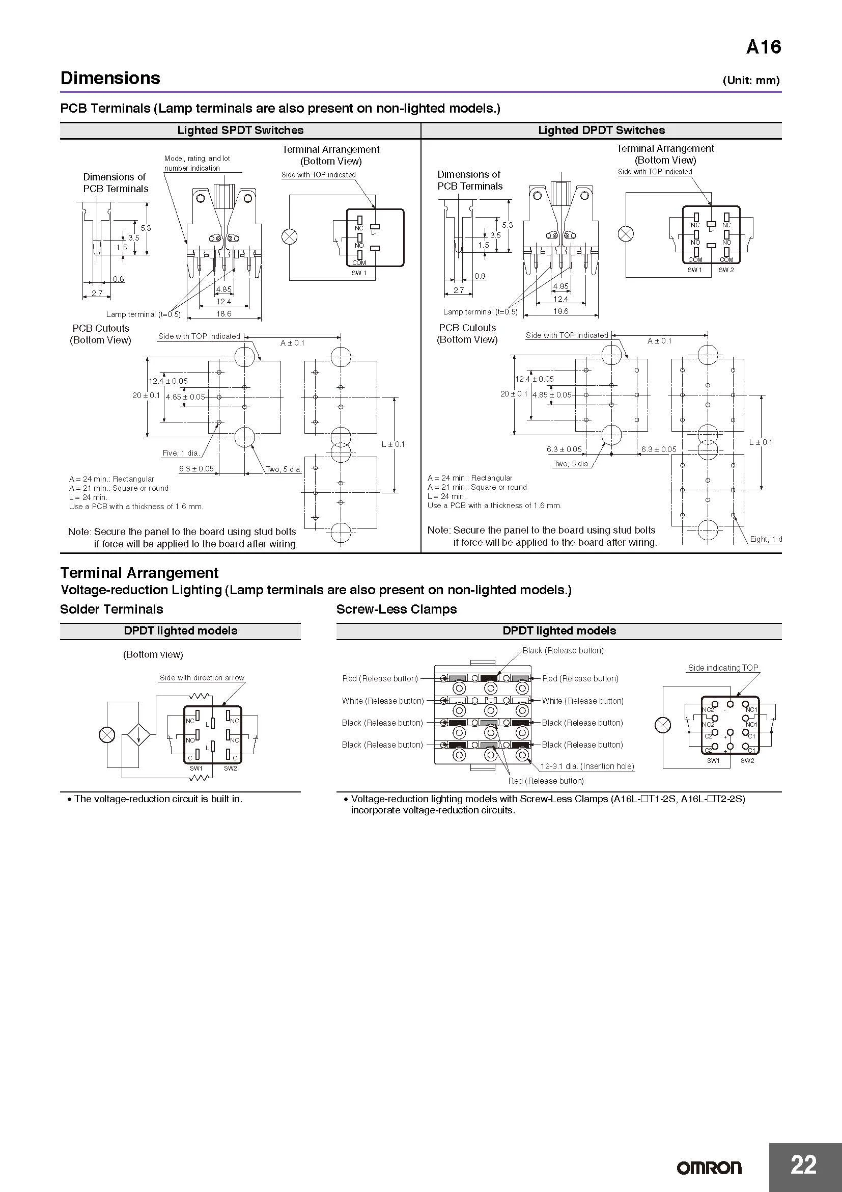 OMRON A16 Serie Rechteckiger Drucktastenschalter - Grün Rot Gelb Weiß Ohne Beleuchtung Reset A16-JGM-2 RYW 1 Authentisches Original – Detail 23