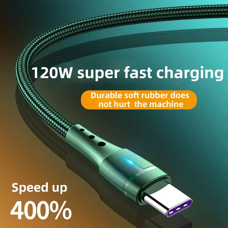 6A 120W USB Type C Cable Super Fast Charger Cable 0.3M/1M/2M Quick Charge USB C Cable For Huawei Samsung Xiaomi Phone Data Cord