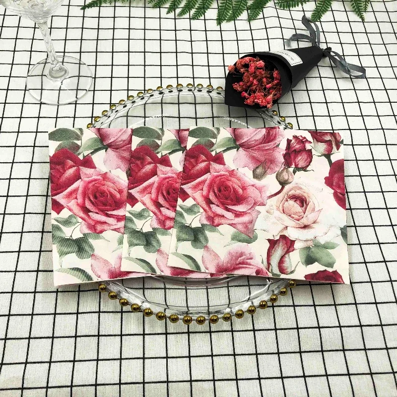 Paper Napkins 20pcs/Pac 33*33cm 2-Ply New Rose Colourful Printed Napkin