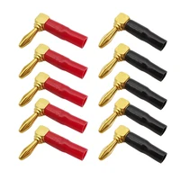 5 Pairs 4mm Banana Plug Right Angle Solderless Screw Lock Connector with Red Black Soft Plastic Shell Audio Banana Plug Adapter 1