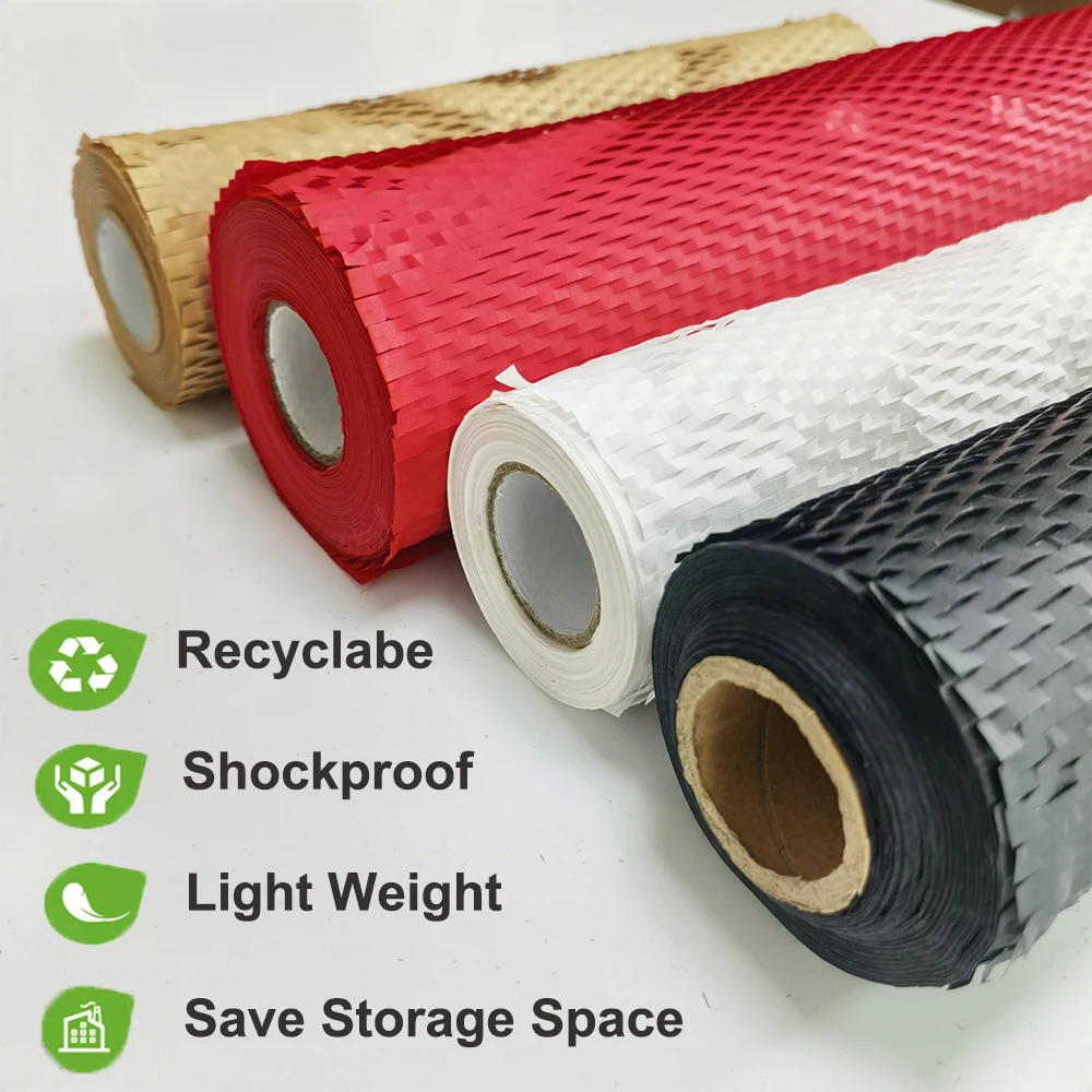 Black Honeycomb Packing Paper Wrap Recycled Cushion Wrapping Roll Eco  Friendly Shipping Moving Green Wrap