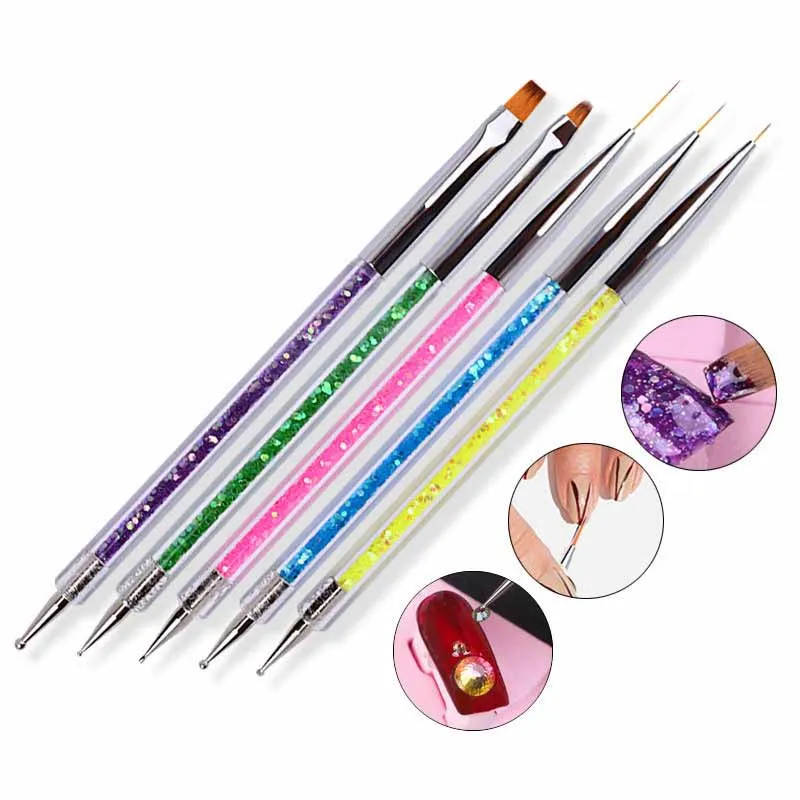 5Pcs Nails Art Dotting Pen Nails Brushes For Nails Art Accessories Tools Kits Nail Supplies For Professionals Manicure Set 2