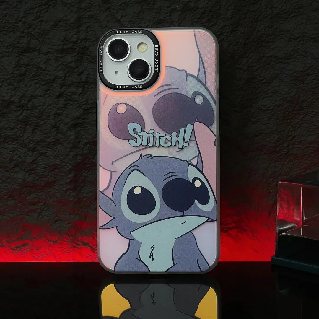 

Cute Cartoon Laser Stitch Phone Case for iPhone 15 14 13 12 11 Pro Max Xsmax XR X 8 7 Plus Soft Cover Men Kids Gift