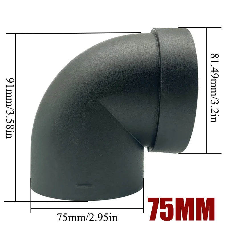 Air Ducting Pipe Elbow Outlet Connector Joiner 42mm 60mm 75mm 90mm L Shaped for Webasto Eberspaecher Car Diesel Parking Heater