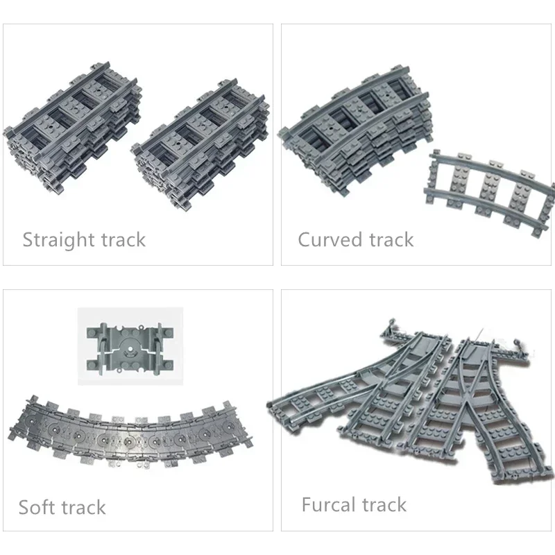 City Trains DIY Building Blocks: Flexible Railway Tracks Set with Bridge and Tunnel