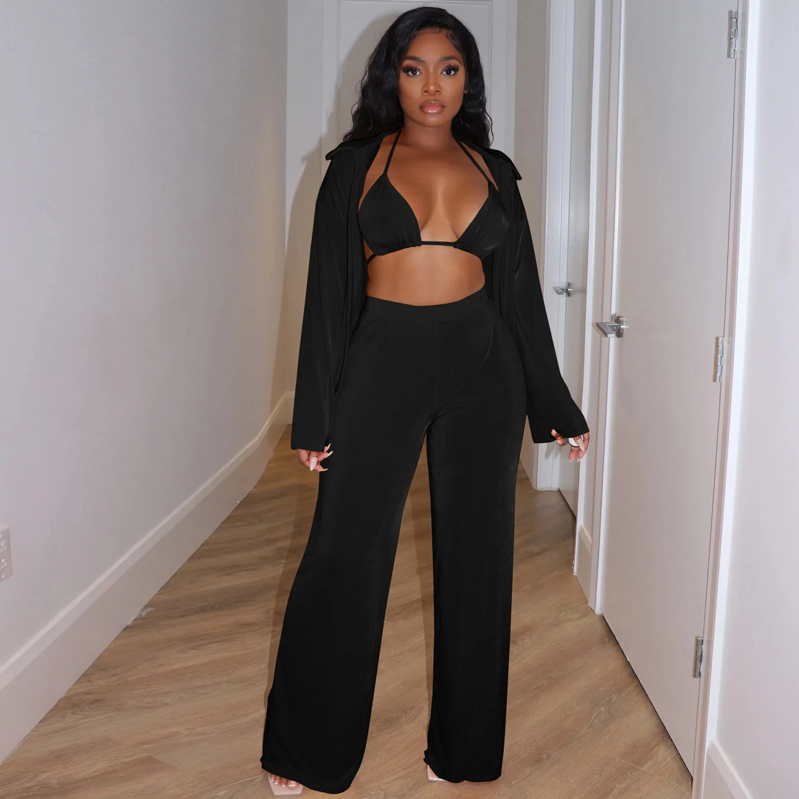 

2022 Autumn and Winter New Fashion Casual Suit Women's Loose Solid Color Home Suit 2 Piece Sets Womens Outfits