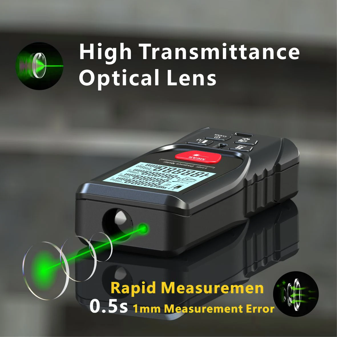 Laser rangefinder Distance meter Laser Meter Green Laser beam Digital Tape 50m 100m 120m Distance Meter 2 Bubbles Leveling High Accuracy Rangefinder