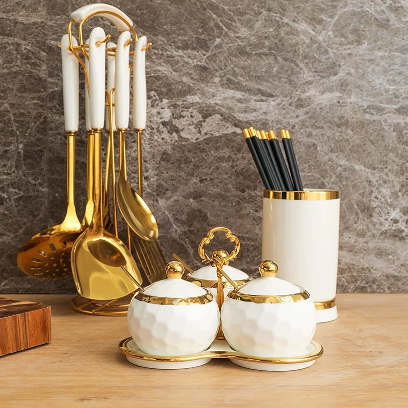 European-style Ceramic Chopstick Holder Kitchen Drain Knife and Fork Tube