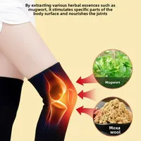 2PCS Wormwood Self Heating Knee Sleeve Warmer Knee Pad Women Men Older Arthritis Joint Pain Relief & Tendonitis Injury Recovery 3