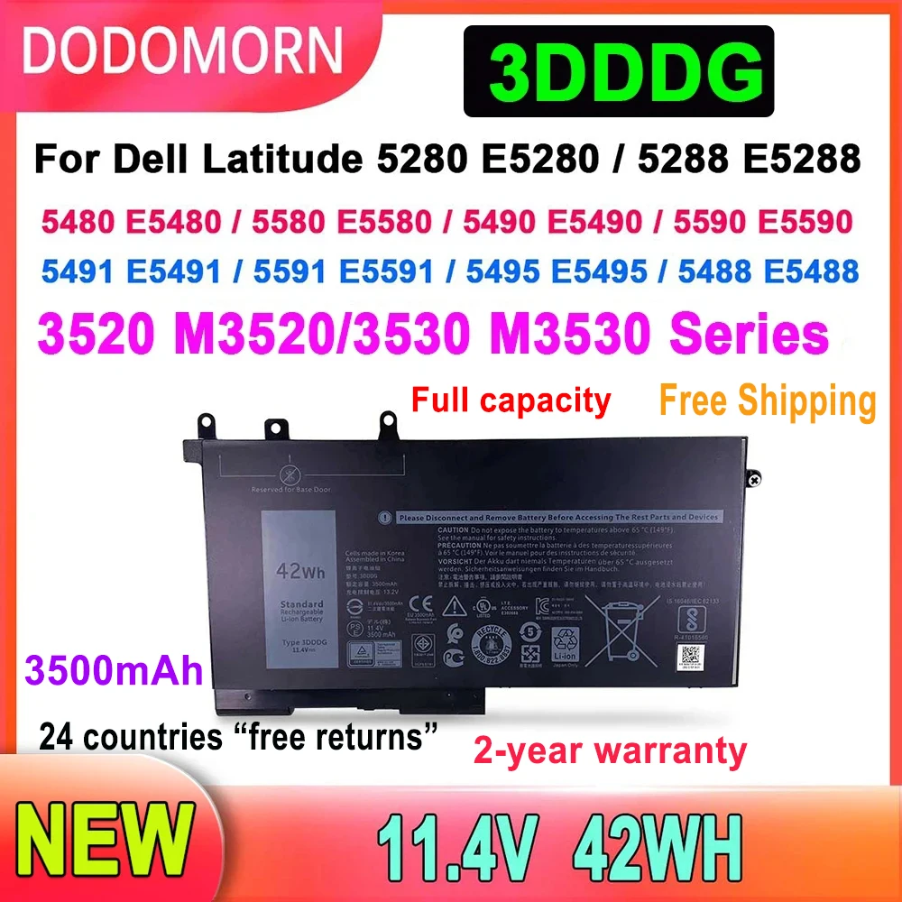 Аккумулятор для ноутбука Dell Latitude 5280 5288 5480 5580 5490 5590 5491 5591 5495 M3520 M3530 Series 93FTF 3dddg