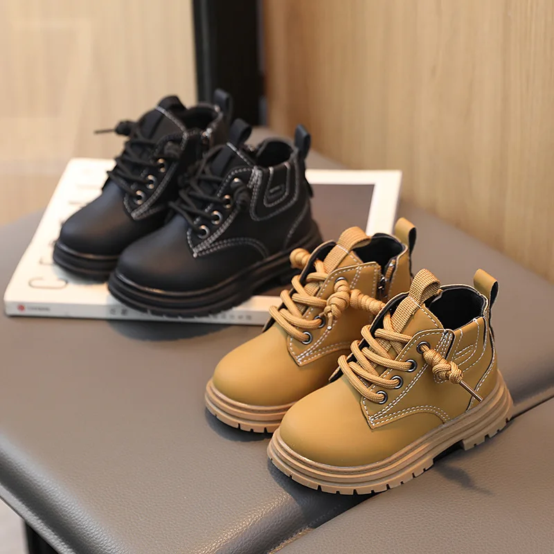 

Kids Vintage Boots New 2023 Autumn Winter Children's Non-slip Soft Rubber Outsole Ankle Boots Boys Girls Toddler Casual Shoes