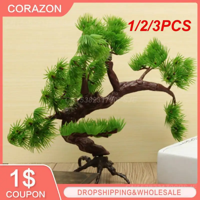 

1/2/3PCS Fish Tank Decor Durable Material Low Maintenance Enjoy A Natural Ambiance Artificial Pine Tree Bonsai Tree