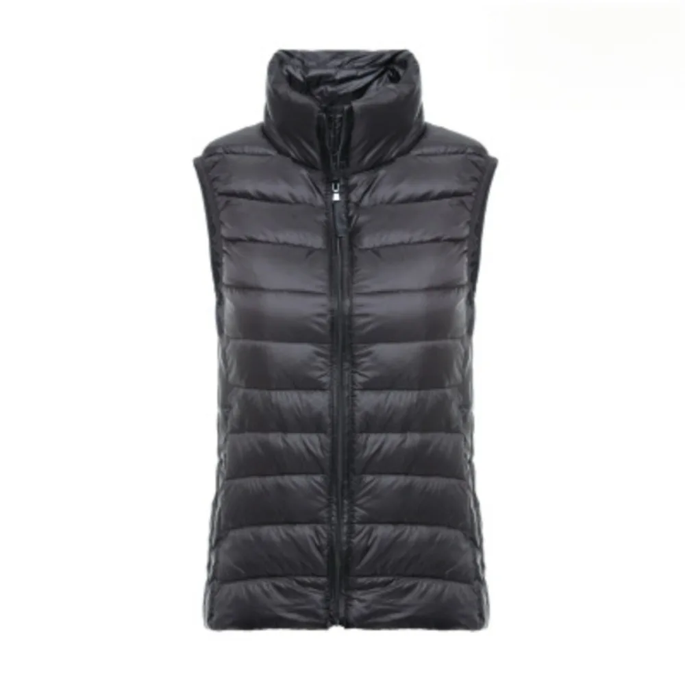 Women Ultra Light Duck Down Vest Jacket Autumn Winter 2023 Sleeveless 90% White Duck Down Vest Coat Stand Collar Warm Waistcoat