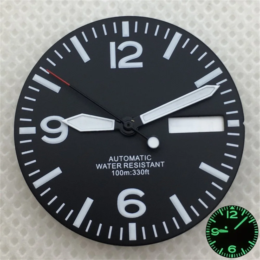 29mm Black and White Full Luminous Dial with Green Luminescence