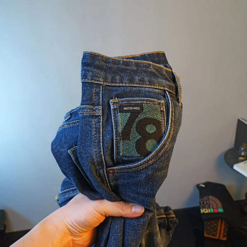 Fashion Jeans Men's Spring and Autumn European Station Tide Brand Embroidery Casual Straight-Leg Loose Long Harem Pants