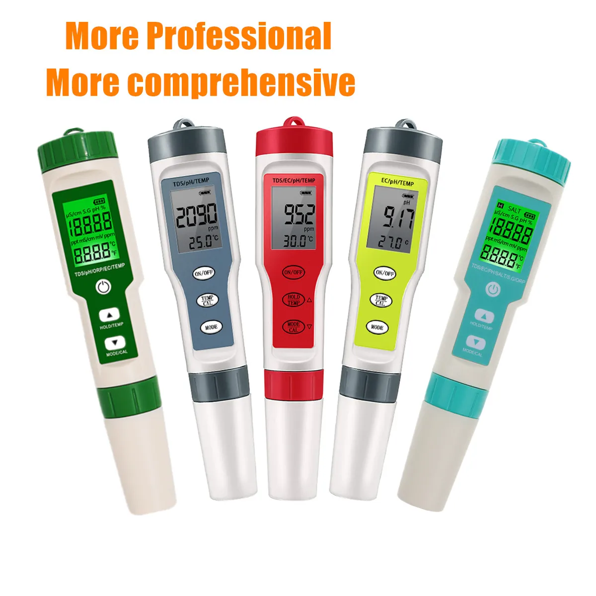 PH Meter TDS EC ORP Salinity S. G Temperature Meter 4/5/7 in 1 With Backlight Digital Water Quality Monitor Tester for Aquarium ph meter,water quality tester