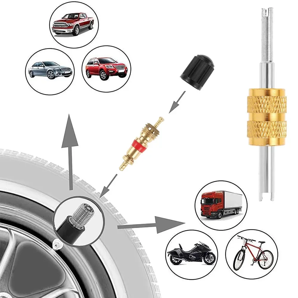 33Pcs Metal Tire Wheel Valve Core Remover Repair Tool Car Tire Valve Stem Puller Tools Set for Car Truck Motorcycle Bicycle