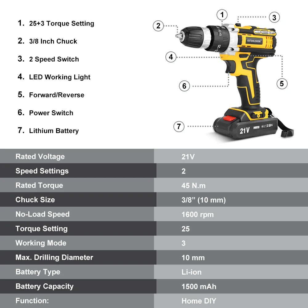 OTOOLSION ο 21V   帱  ũ ̹  ͸  ڵ 帱   DIY Ȩ
