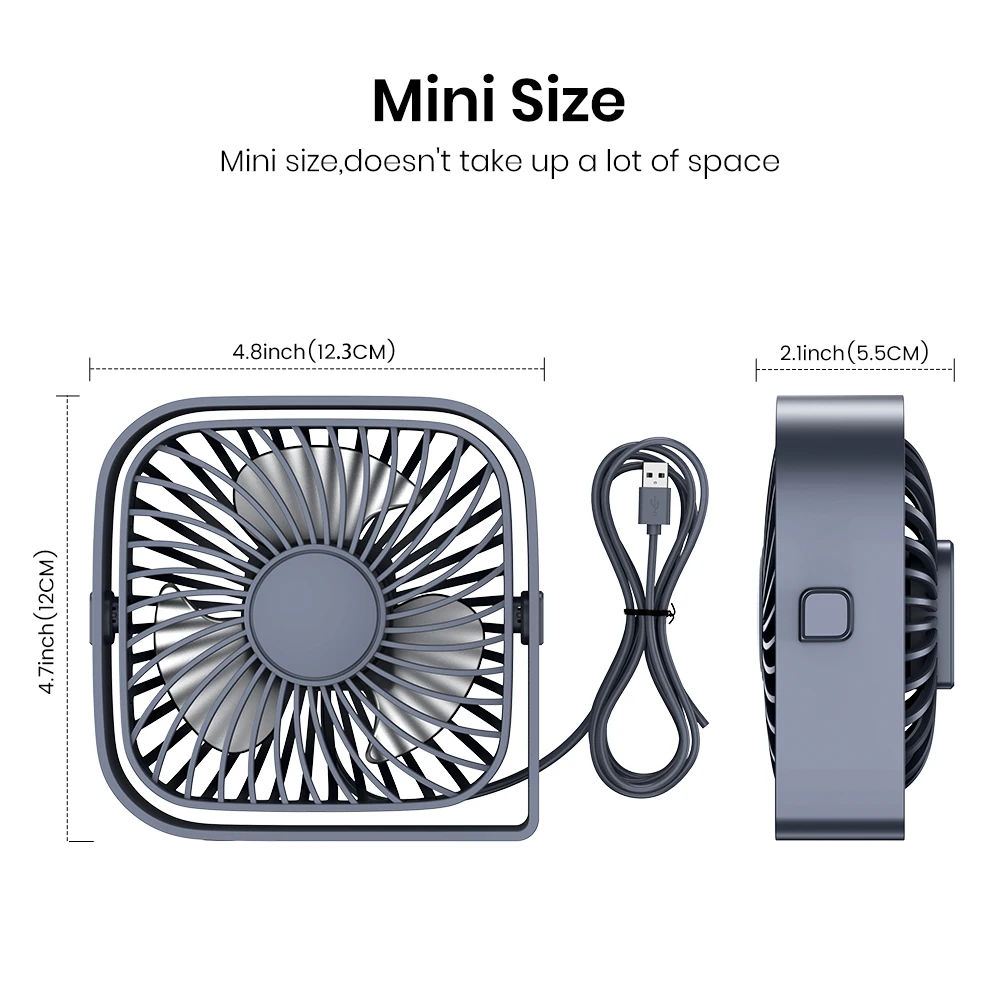 TOPK USB Desk Fan, Mini Fan Portable,3 Speeds Desktop Table Cooling Fan,Quiet Personal Small Fans for Room Home Desktop Office 2