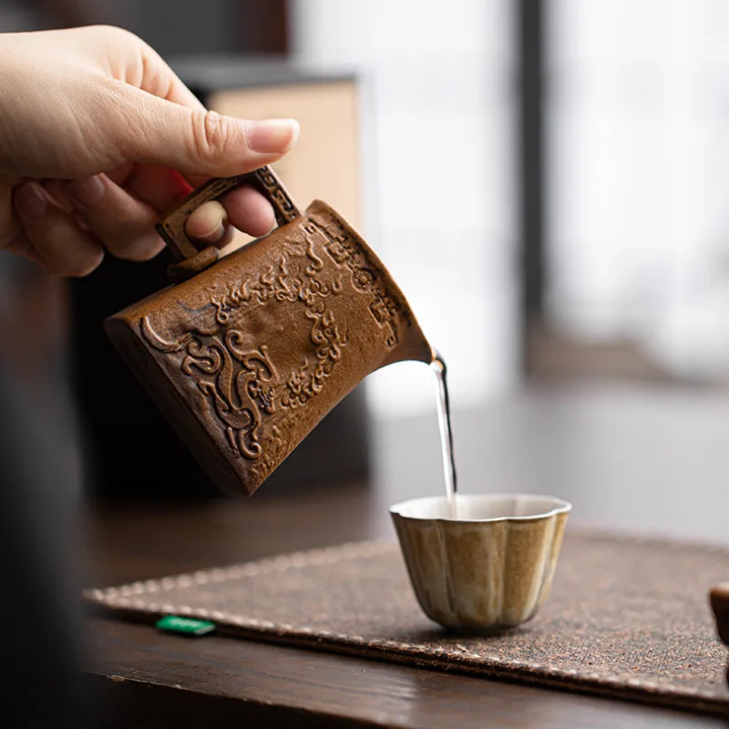 110ML Handmade Sauce Glazed Fretwork Tea Pitcher Pour Tea Cha Hai Dispenser Justice Cup Fair Mug Chinese Tea Set Accessories