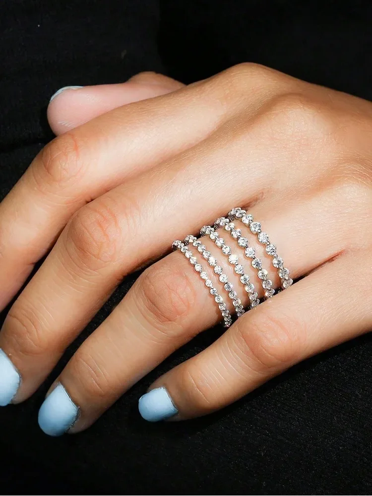 Schlichter Zirkon-Perlenring aus 925er-Sterlingsilber für Damen, Verlobung, Hochzeit, Luxus, modisch, hochwertiger edler Schmuck – Detail 7