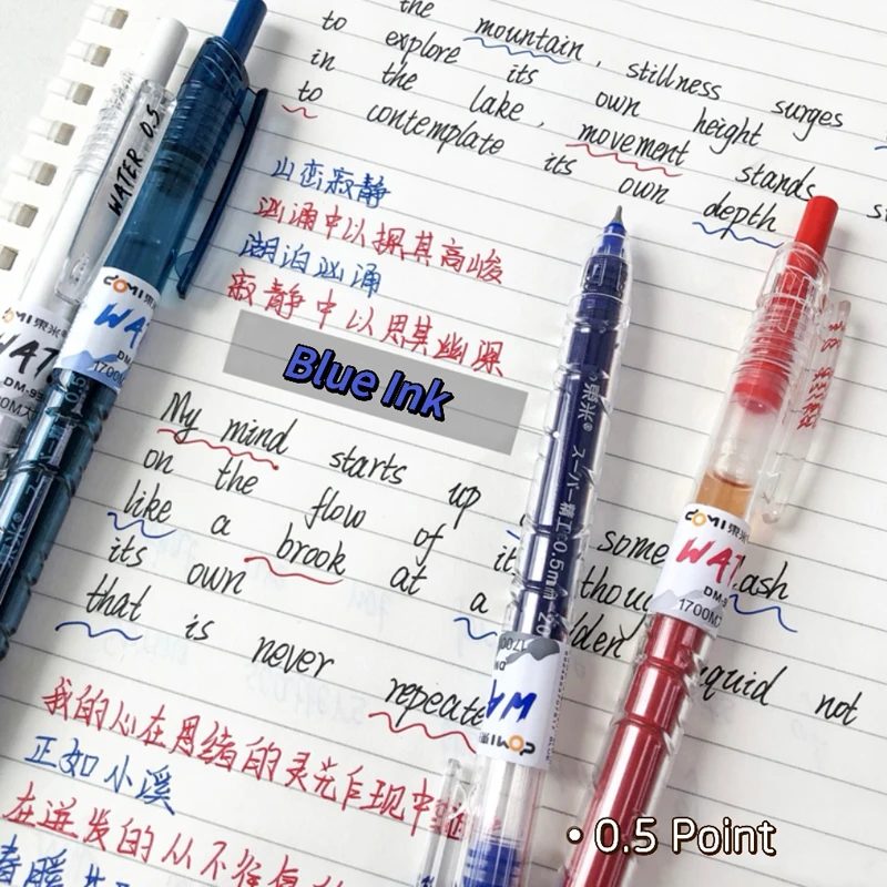 물 시리즈 젤 펜, 블루, 블랙, 레드, 쓰기 펜, 0.5mm, 멀티 컬러 젤 잉크 펜, 하이 퀄리티 중립 펜, 사무실 용품, 5PCs/세트