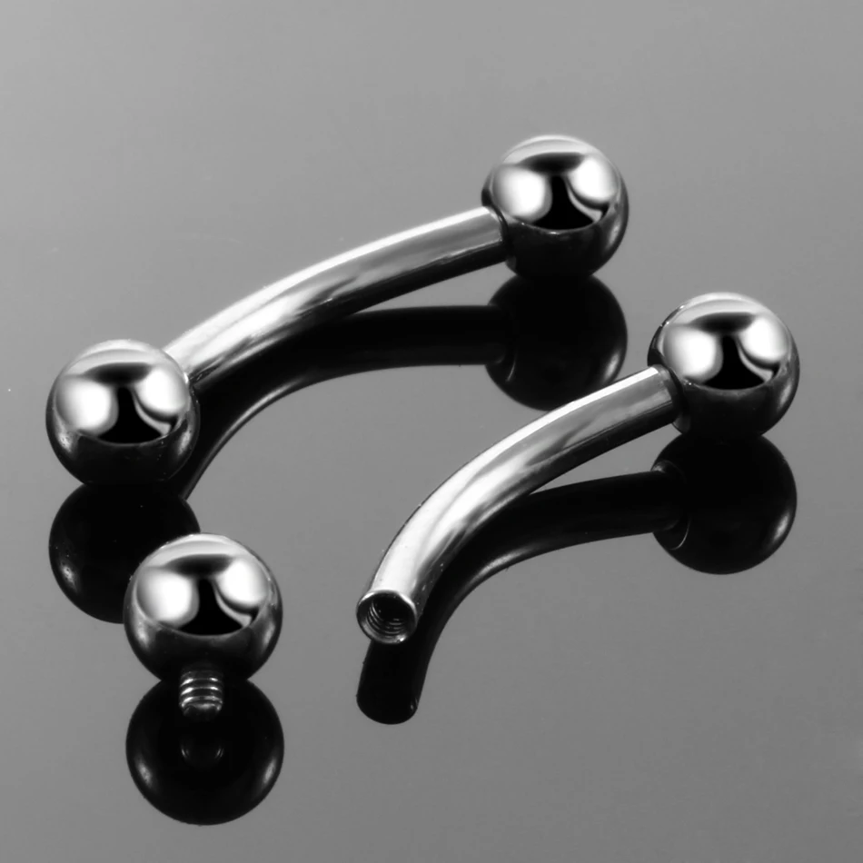 10Pcs/lot 16G Titanium Eyebrow Piercings Internally Threaded Curved Banana Rings Helix Earring Eyebrow Rod in Tongue Lip Rings
