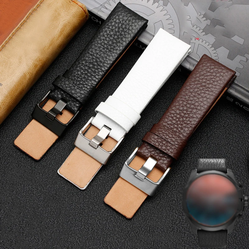 Genuine Leather watchband 22 24mm 26mm 27 28 30mm Litchi grain