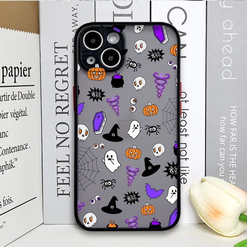 Whimsical Halloween Pumpkin & Ghost Pattern Phone Case Back Cover