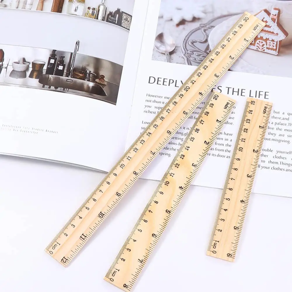 Office Desk Accessories 15/20/30cm Children Student Teacher Wooden Rulers Straight Rulers Rulers Drawing Rulers