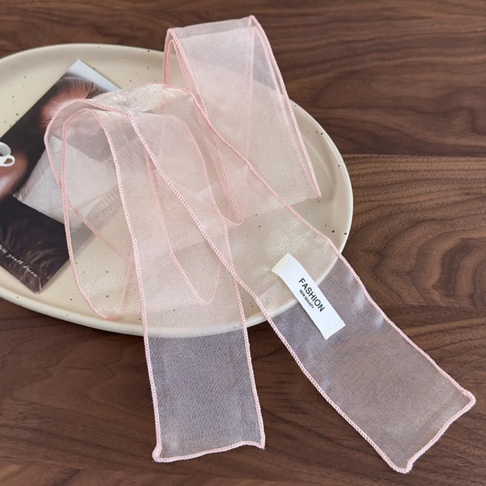 6x150cm Sommer Strand Sheer Lange Dünne Schal Organza Band Stirnband Frühling Mode Mädchen Y2K Party Dekoration schmale Schal – Detail 3