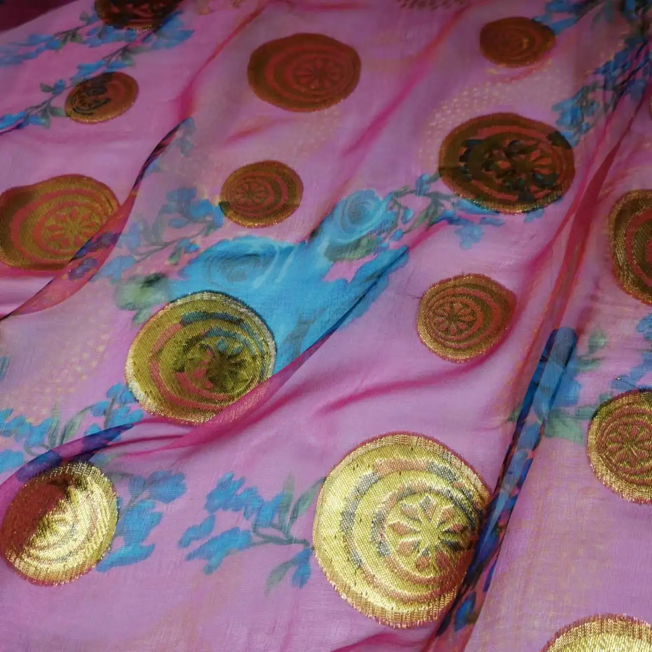 Saree Mulberry Silk Metallic Lurex Brocade Metallic Sudan Toub Fabric Soft Somali Dirac DIY Cloth Dress Scarf Material