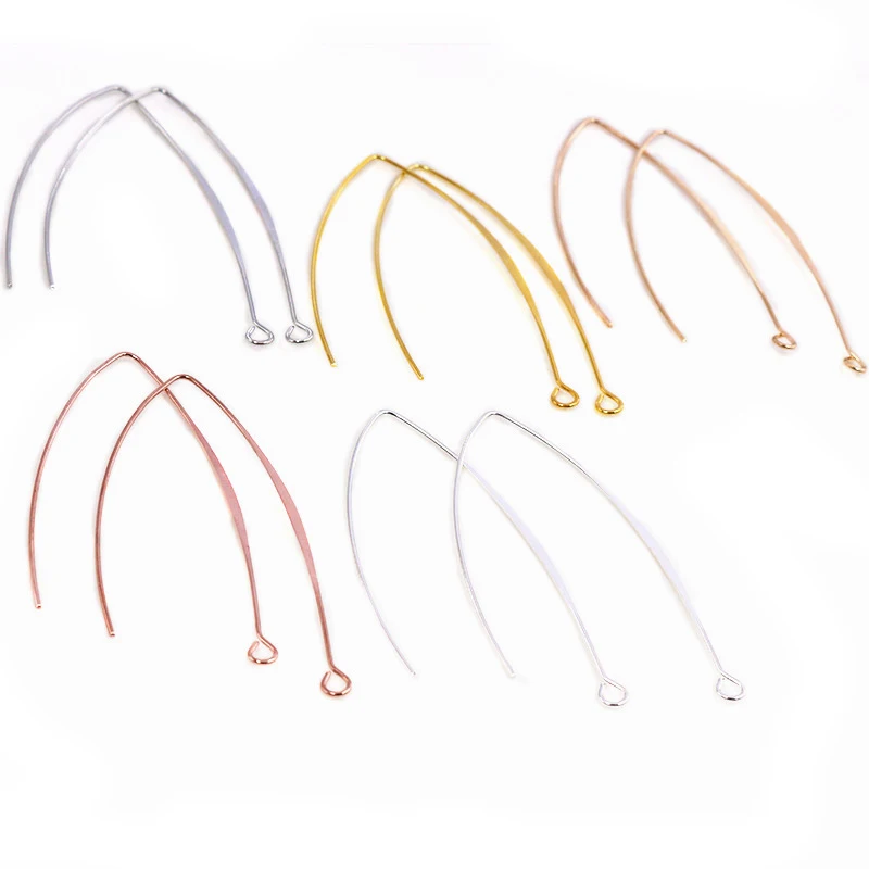 20pcs Gold Rhodium Kupfer 28 55mm Französisch V-förmigen Ohrring Haken Erkenntnisse Ohr Haken Draht Einstellungen Basis Einstellungen für Schmuck Machen