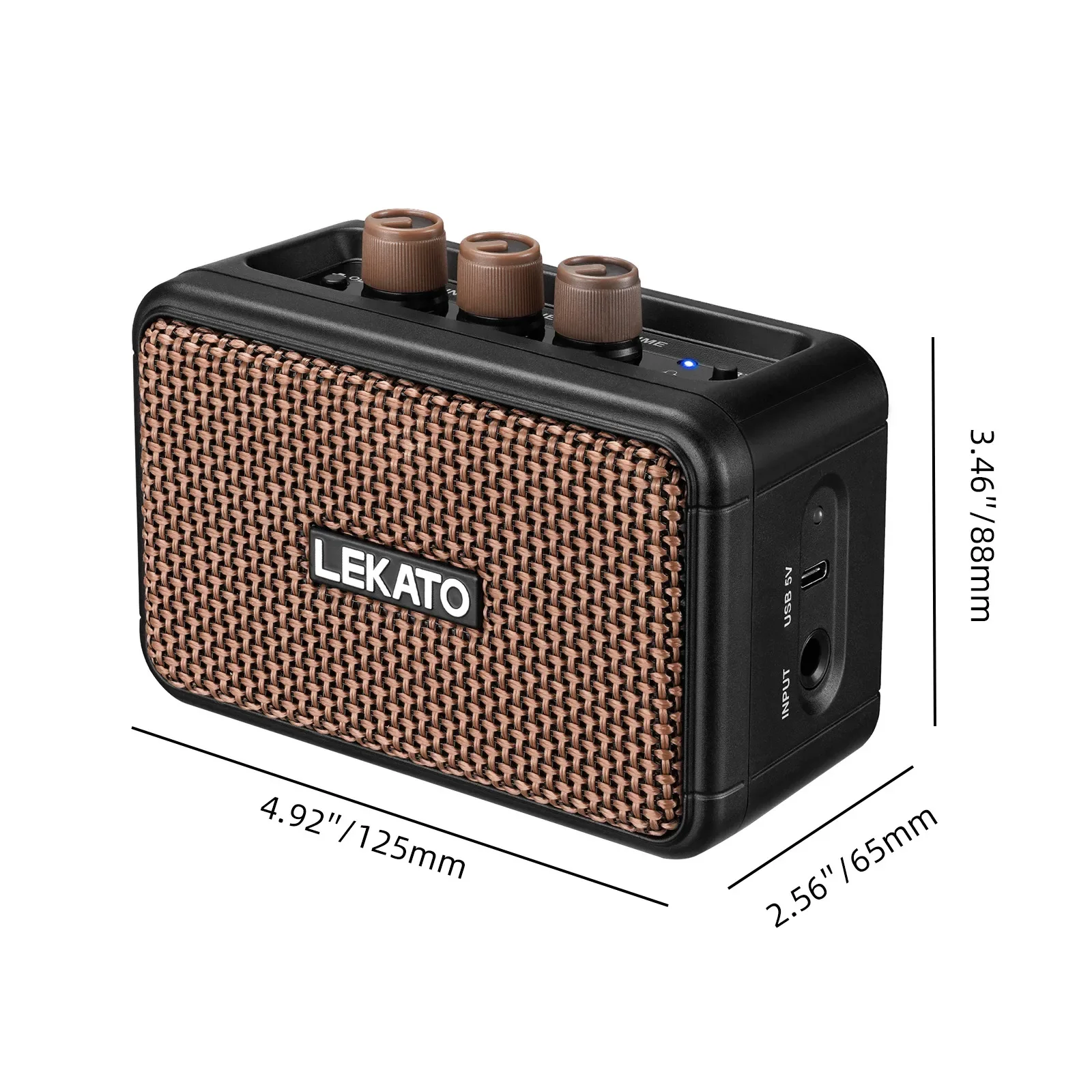 Lekato Mini Guitar Amp Electric Guitar Amplifier 5W Portable Practice Amp Dual Speakers Clean Overdrive Effect
