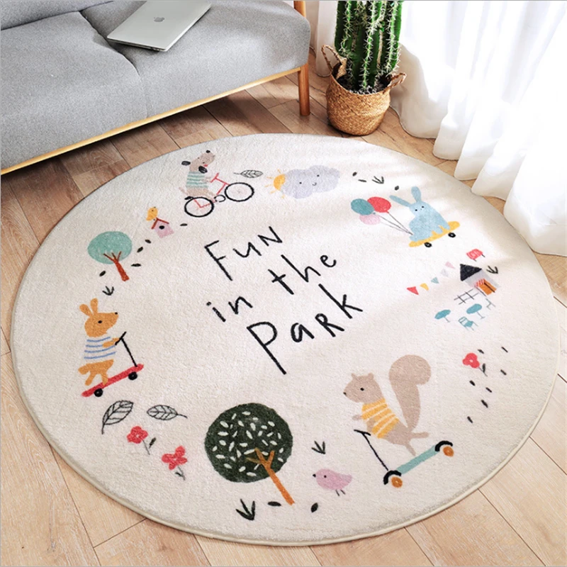 Cartoon Round Lamb Cashmere Home Living Room Non-Slip Carpet Sofa Bedroom Tatami Bedside Blanket Rugs