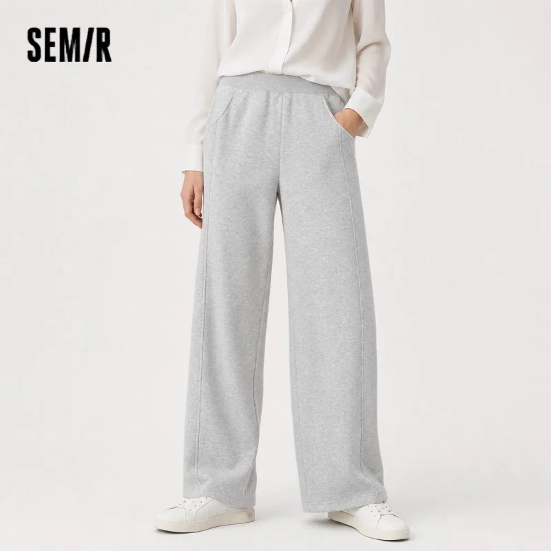 Semir Hosen Damen Thermische Antibakterielle Hosen 2024 Winter Neue Elegante Polar Fleece Einfarbige Weite Hosen