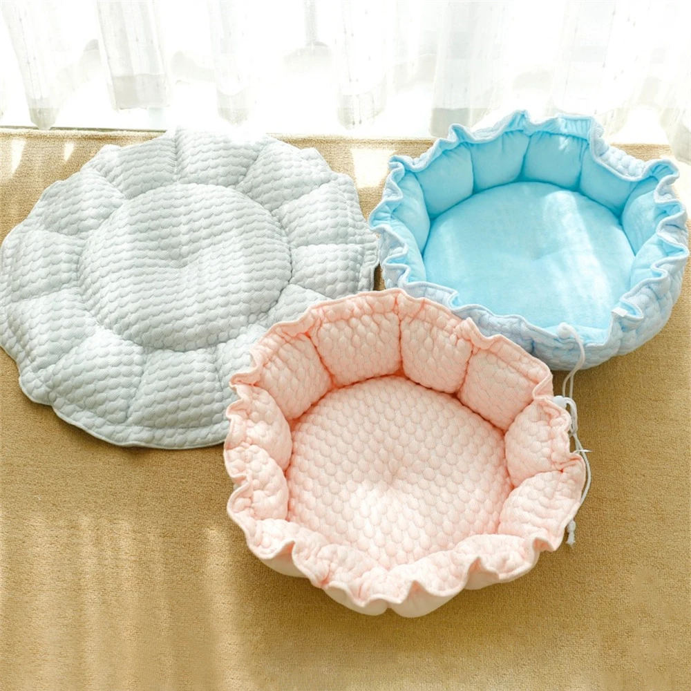 

Summer and Winter Two Uses Round Cat Bed Cushion Soft Pet Puppy Kennel House Plush Cats Nest Basket Small Dogs Sleeping Mat