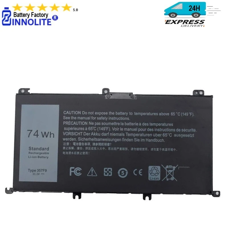 Batteria 11.4V 357 F9 71 Jf4 Compatibile Con Dell Inspiron 15 7000 Gaming 7559 7557 7567 7566 7759 15 5000 Gaming 5576 5577