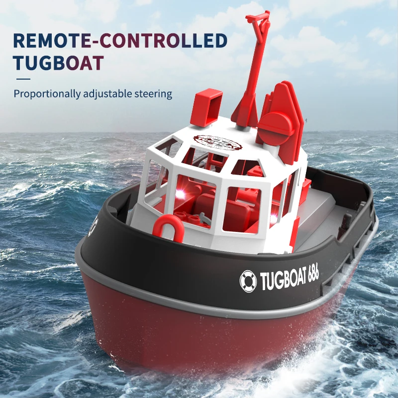RC Boat 686 2.4G 1/72 Powerful Dual Motor Long Range Wireless Electric Remote Control Tugboat Model Toys for Boys Gift 3
