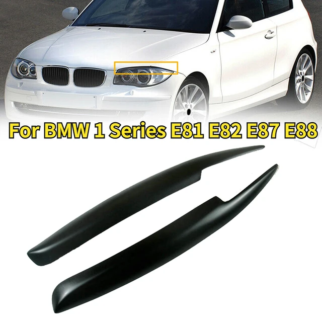 Grusom Billy ged Håndskrift 2pcs For Bmw 1 Series E81 E82 E87 E88 Headlight Eyebrow Cover Headlamp  Eyelid Sticker Trim 2005 - 2010 Car Accessories Black - Styling Mouldings -  AliExpress