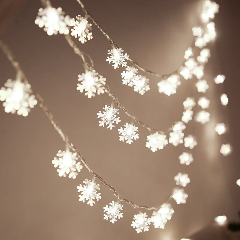 Tanie Nowy rok śnieżynka gwiazda piłka girlanda żarówkowa LED lampki ulicy sklep