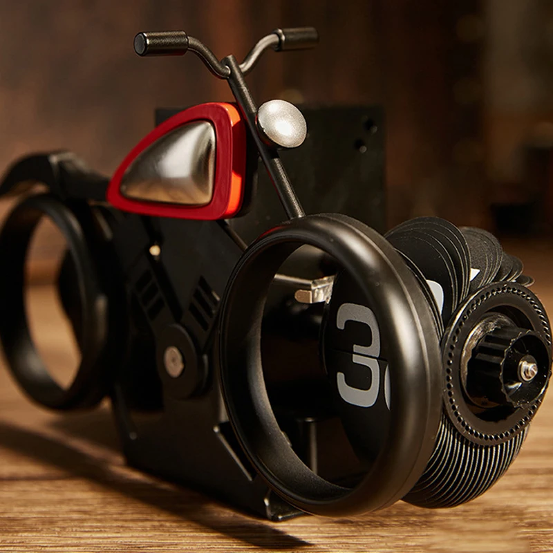 Vintage Motorcycle Flip Page Clock Automatic Page Turning Quartz Time Clocks