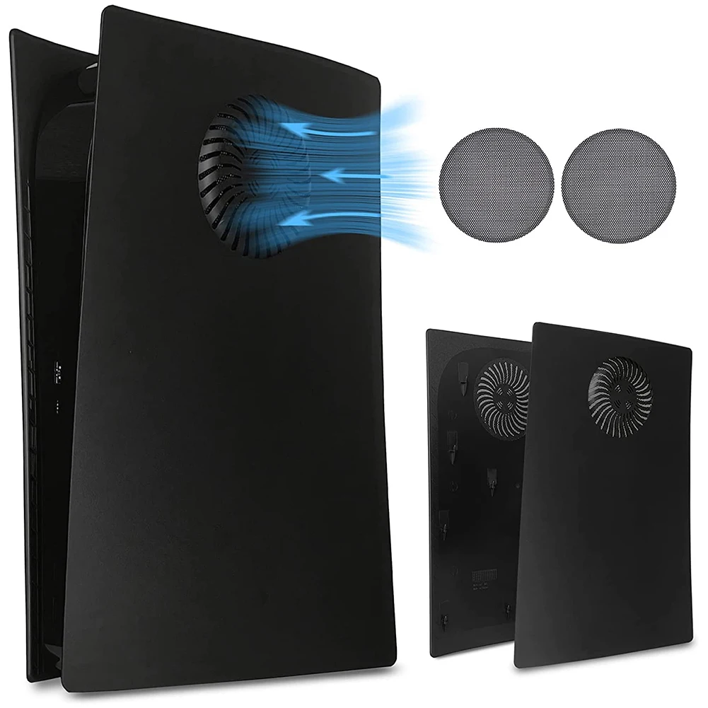 

For PS5 2PCS Fan Dust Filter Breathable Dustproof Game Console Cover Mesh Case Replacement Side Plate Shell Games Accesories