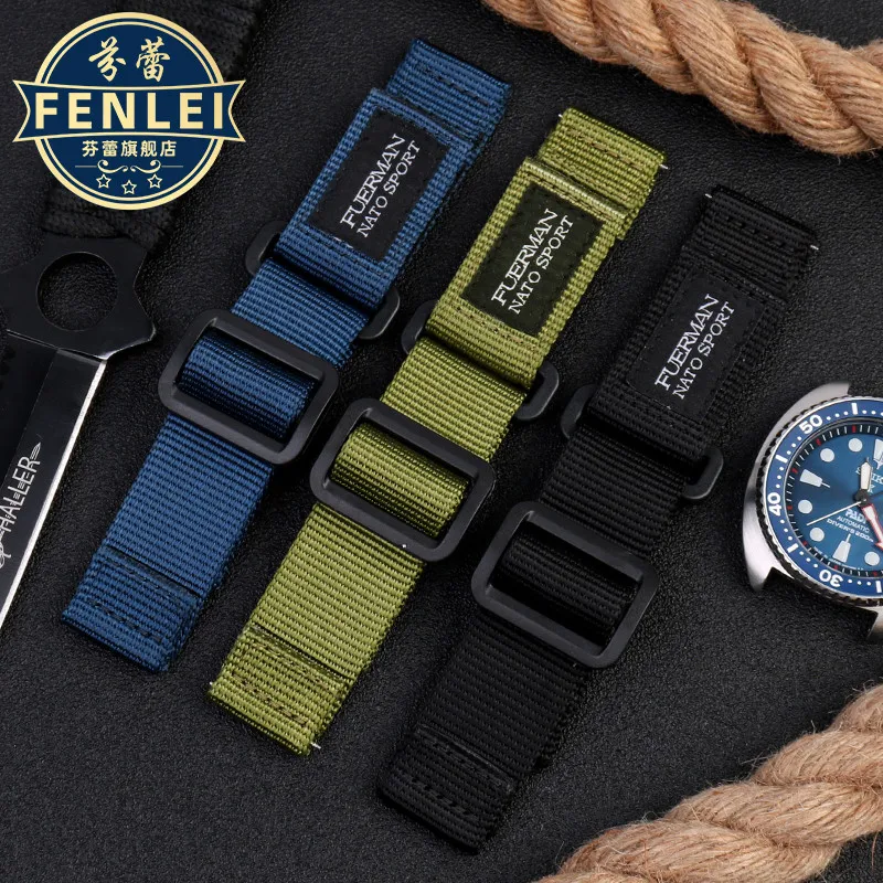 Cinturino Per Orologio In Nylon Per S-Eiko No.5 Citizen Hamilton Luminox Bracciale Blu Outdoor Impermeabile Sport Canvas Watchband 20 22Mm 24Mm