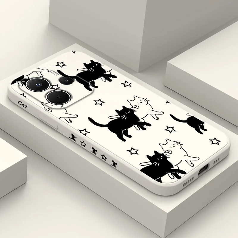 Star Cute Cat Liquid Silicone Phone Case Cover