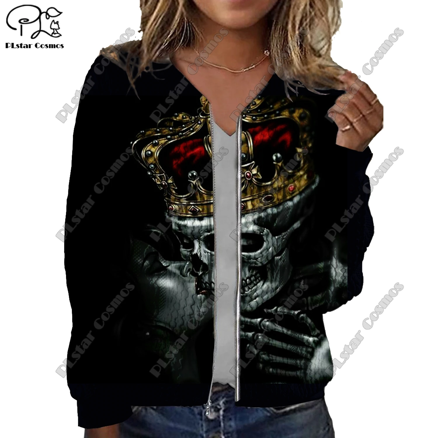 New 3D Halloween Series Skull Jesus Owl Crow Pattern Print Women's Jacket Threaded Texture Casual Authentic Short Jacket  WD-8
