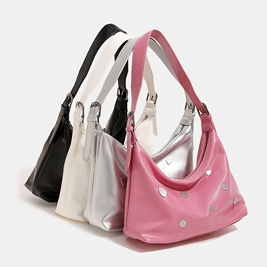 

Jenny&Dave Fashion Rivet Texture Underarm Bag Women's High Street Punk Bag Niche Design Fashion Versatile Shoulder Messenger Bag