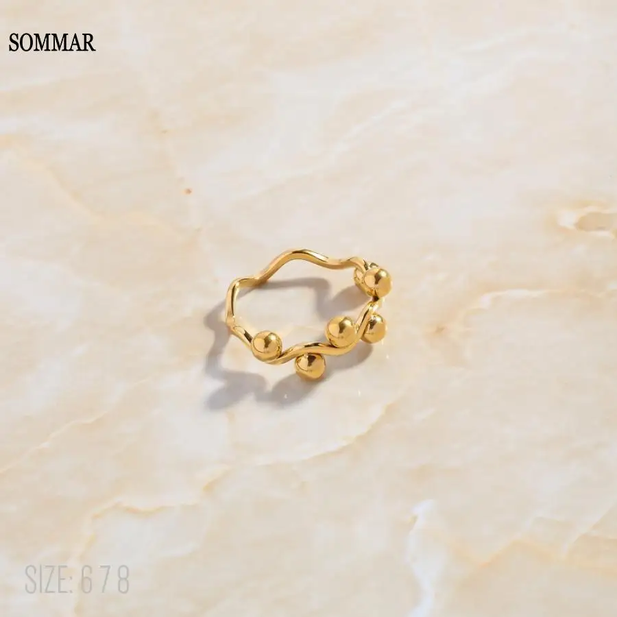 Фото SOMMAR, лидер продаж, обручальное кольцо для девушки, размер 6, 7, 8, кольцо с волнистым шариком, цены в евро, роскошные №1